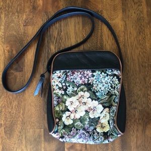Elizabeth Z Mow Fabric/Leather Collage Art crossbody bag.